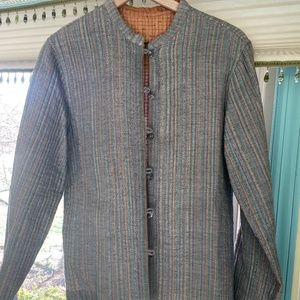 Cotton quilted jacket reversible lightweight metallic thread